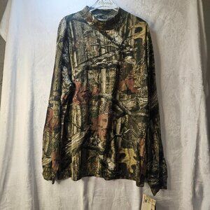 Mossy Oak Camo Men Shirt Hunting Outdoor Long Sleeve Size L Camouflage Cotton